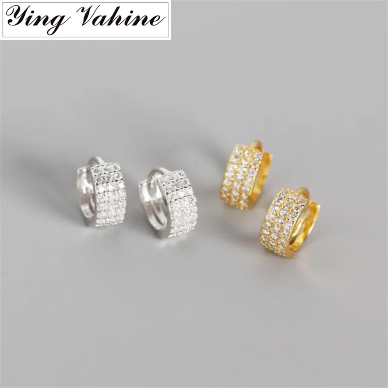 ying Vahine 100% 925 Sterling Silver Multilayer Sparkling and Shiny Zircons Stud Earrings for Women