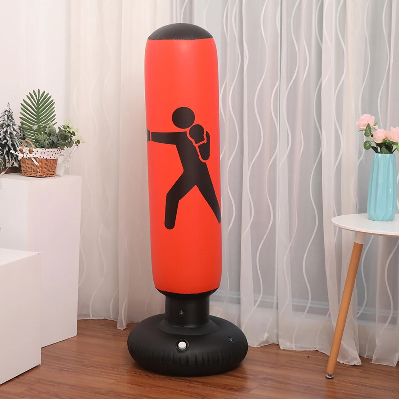 

Inflatable Boxing Punching Bag 360 Degree Rotatable Tumbler Sandbags Practice Fitness Vertical Boxing Column &T8