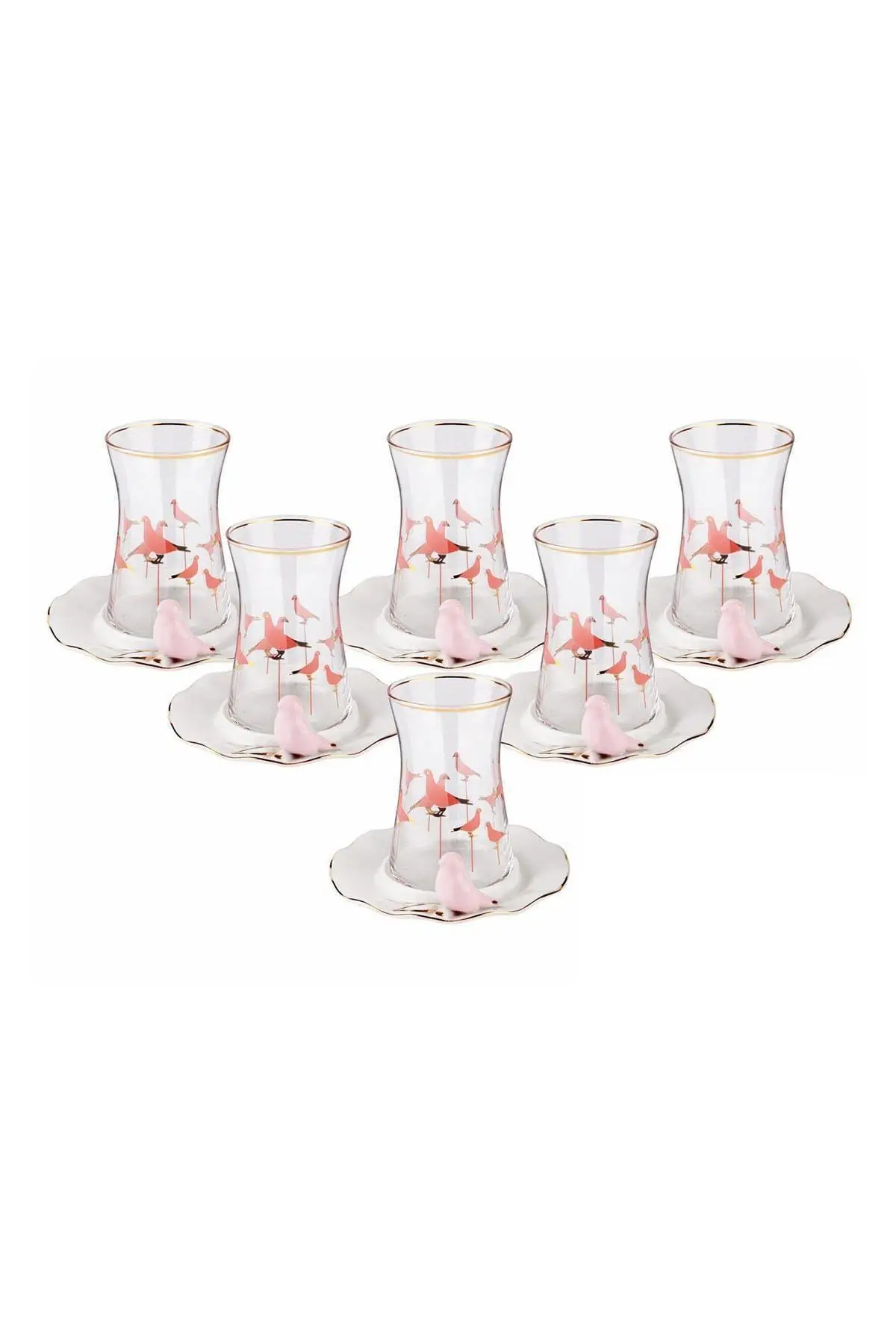 

Uras Bird 13 Piece Tea Set, Bird Figured Tea Team English Tea Cup Glass Cup