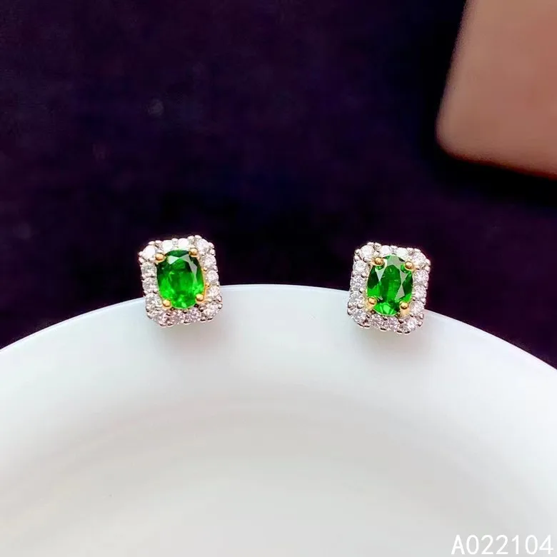 

KJJEAXCMY fine jewelry 925 sterling silver inlaid natural diopside women fashion vintage OL style gem ear studs earrings support