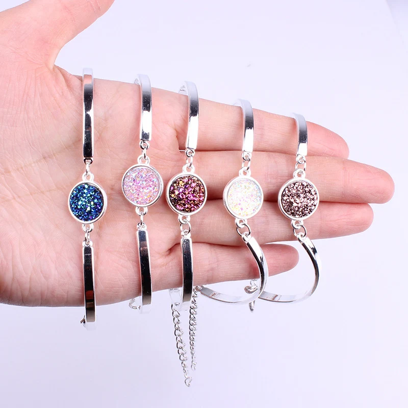 Round Rhinestone Linked Women\'s Hand Bracelets Korean Fashion Multicolor Crystal Charms Bracelet for Women Wholesale Accessories