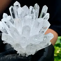 Cluster di cristallo di quarzo fantasma bianco naturale, pietra campione di guarigione minerale di cristallo di quarzo, decorazioni per la casa