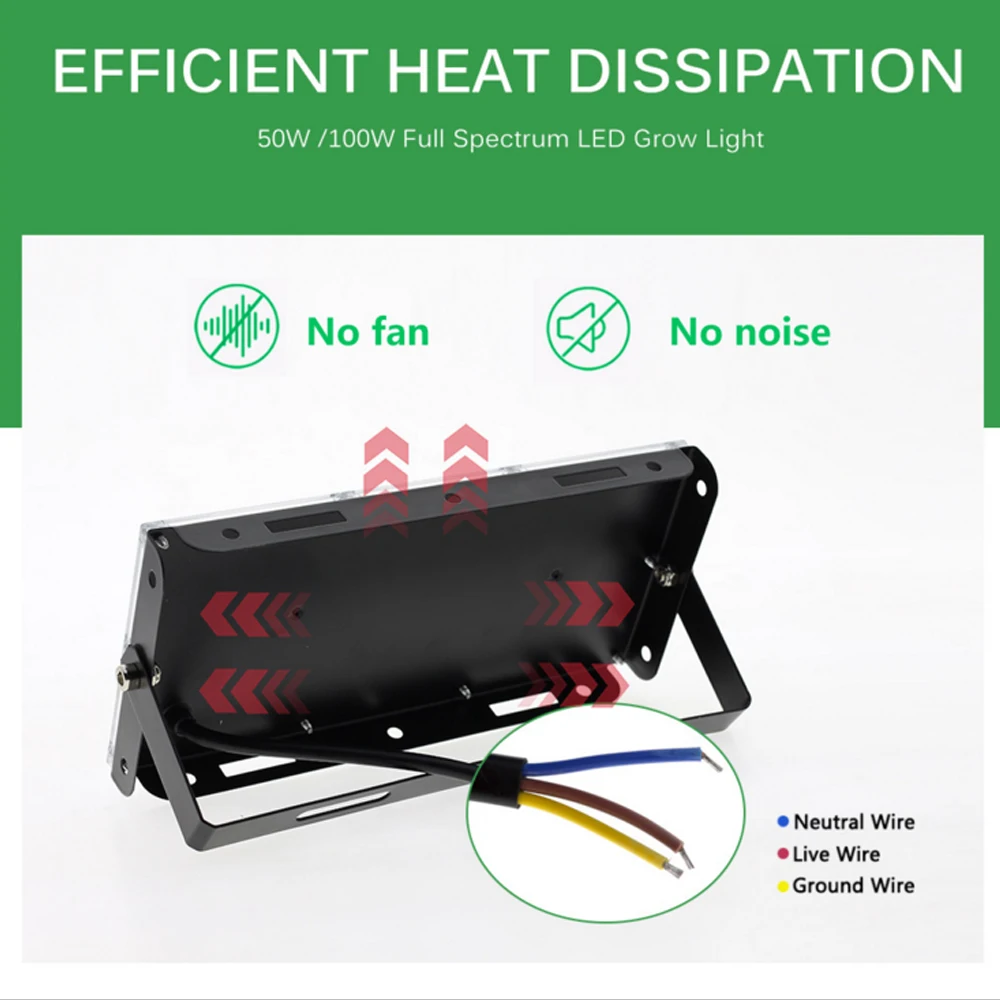 220V LED coltiva la lampada fito LED a spettro completo della luce 50W 100W per i proiettori idroponici di illuminazione di crescita della pianta della serra delle piante