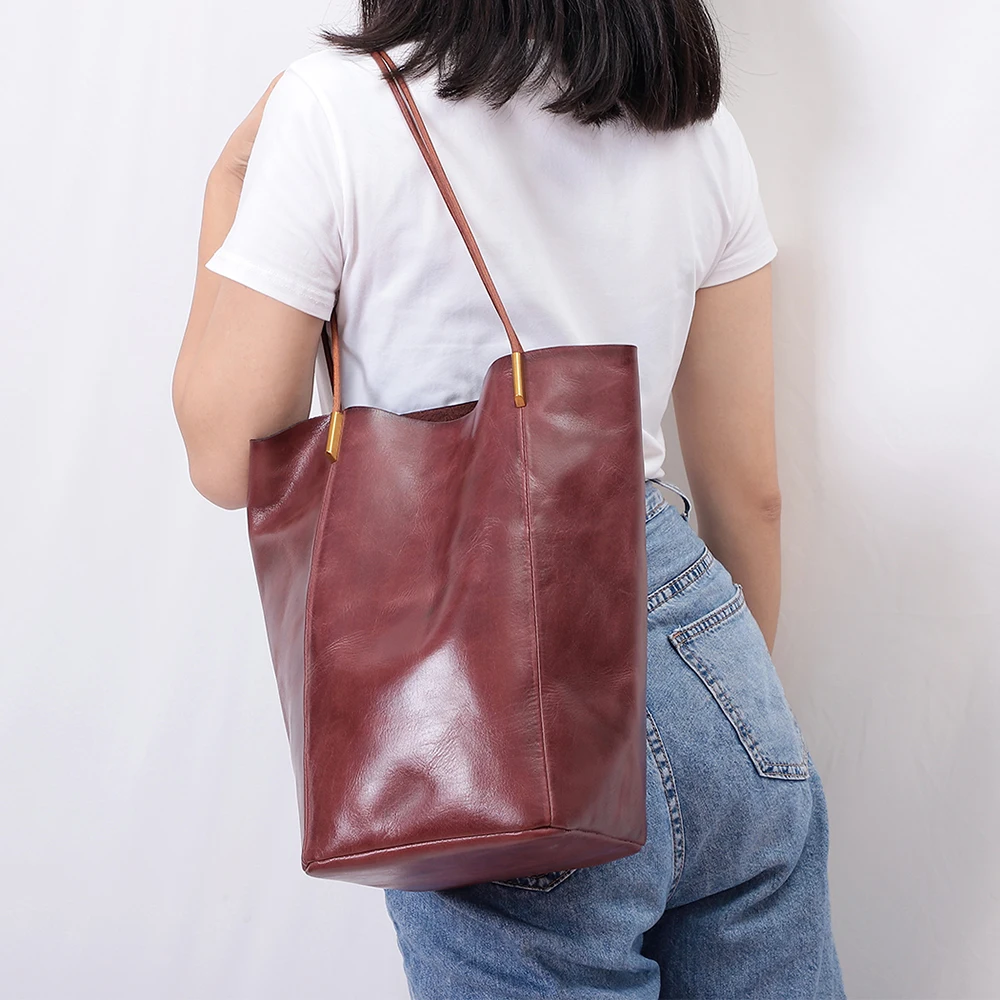 JOYIR Genuine Leather Bag Shoulder Handbags for Women Casual Retro Girl Shoulder Bags Soft Leather Handbag Sac Bolsa Femini