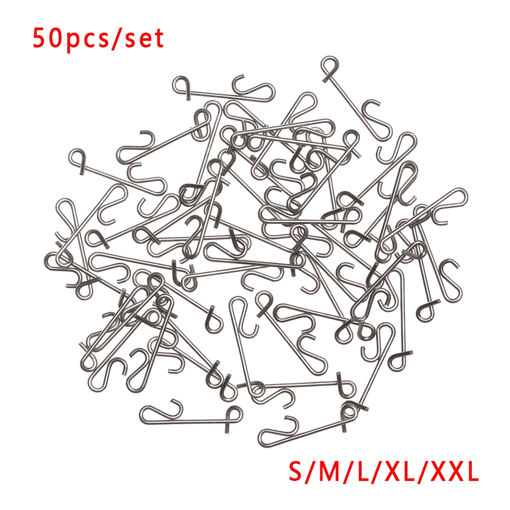 50 Pcs 5 Sizes Durable Stainless Steel Snap Knotless Connectors Fishing Line Wire Connector Fishing Pin Carp Fishing Accessories