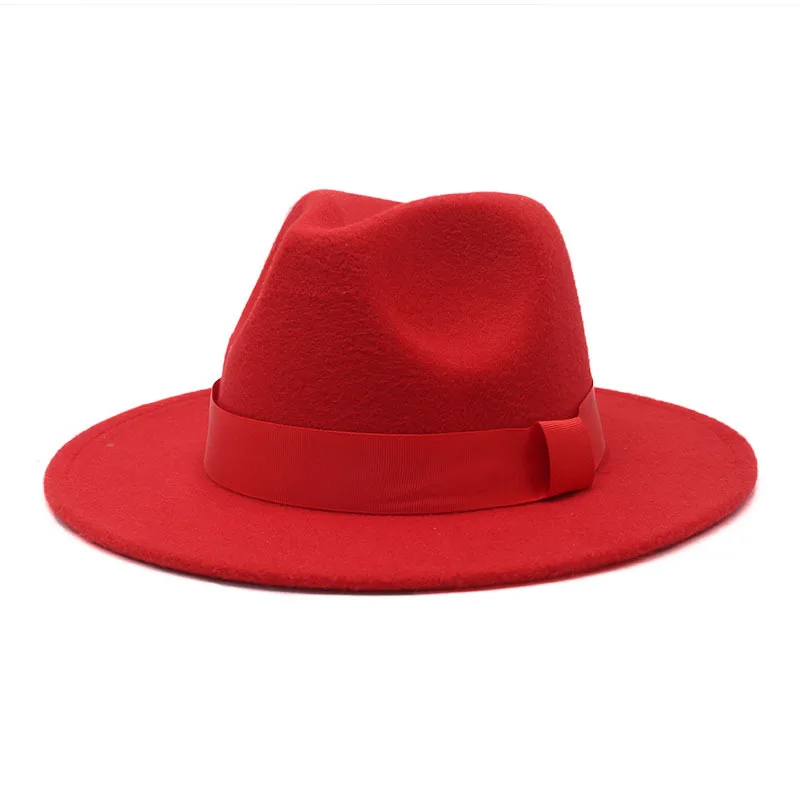 Ribbon fedora hat new felt hat jazz hat fashion European and American hats men and women general hats шапка женская