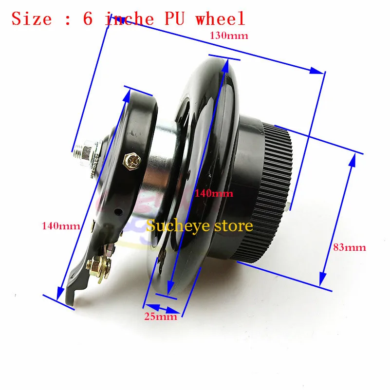 6 Inch 140mm Pu Solid Rear Wheel with Drum Brake Kit for Small Surf Electric Scooters  Wheels   x1 1/4