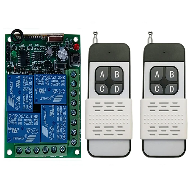 500m Universal Wireless Remote Control Switch DC 12V 24V 4CH relay Receiver Module With RF Remote 433Mhz Transmitter