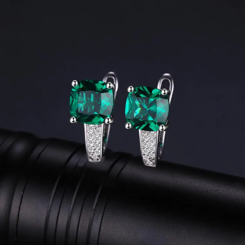 JewelryPalace Simulated Green Emerald Created Ruby Sapphire 925 Sterling Silver Hoop Earrings for Women Gemstones Huggie Earings