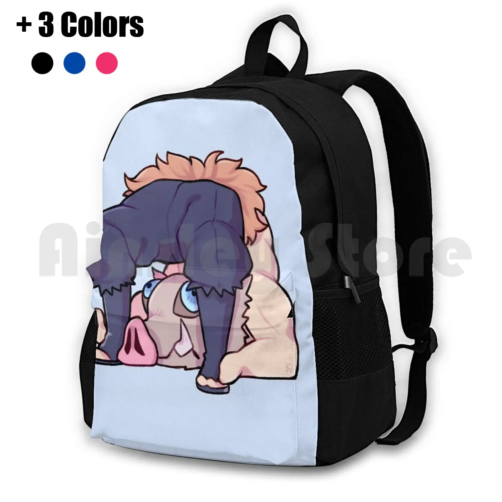 Inosuke Outdoor Hiking Backpack Waterproof Camping Travel Kimetsu No Yaiba Demon Inosuke Inosuke Hashibira Anime Chibi Kawaii