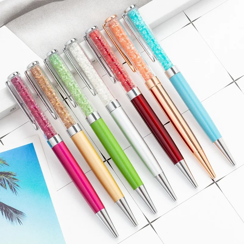 1 Pcs Diamond Crystal Pen Metal Ballpoint Pen School Supply Stationery Office Gift