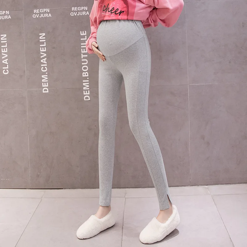 

Side Splits Leg Cotton Maternity Skinny Legging High Waist Belly Pencil Pants for Pregnant Women Spring Casual Pregnancy