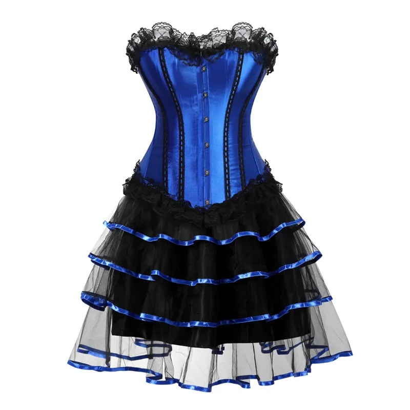 Corset Dress Skirts Victorian Striped Lace Goth Corset Bustier top Vintage Corselet 0verbust Cosplay Costume Women Plus Size