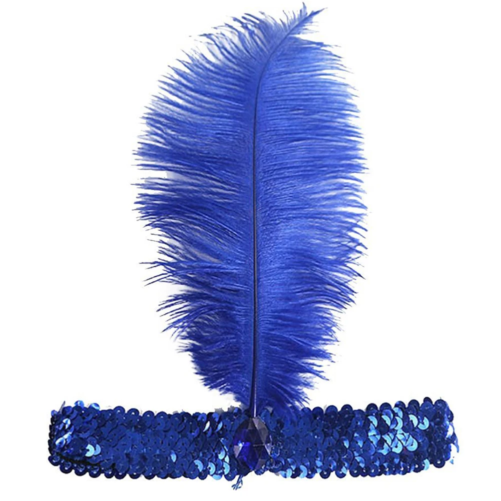 HOT SALES!!! New Arrival Ladies Ostrich Feather Elastic Sequins Belt Headband Flapper Indian Hairband Wholesale Dropshipping