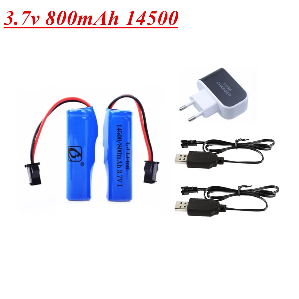 14500 3.7v 800mah Rechargeable Battery Charger Sets For JJRC C2 D828 RC Stunt Car Helicopter Drone Accessories SM-2P Plug