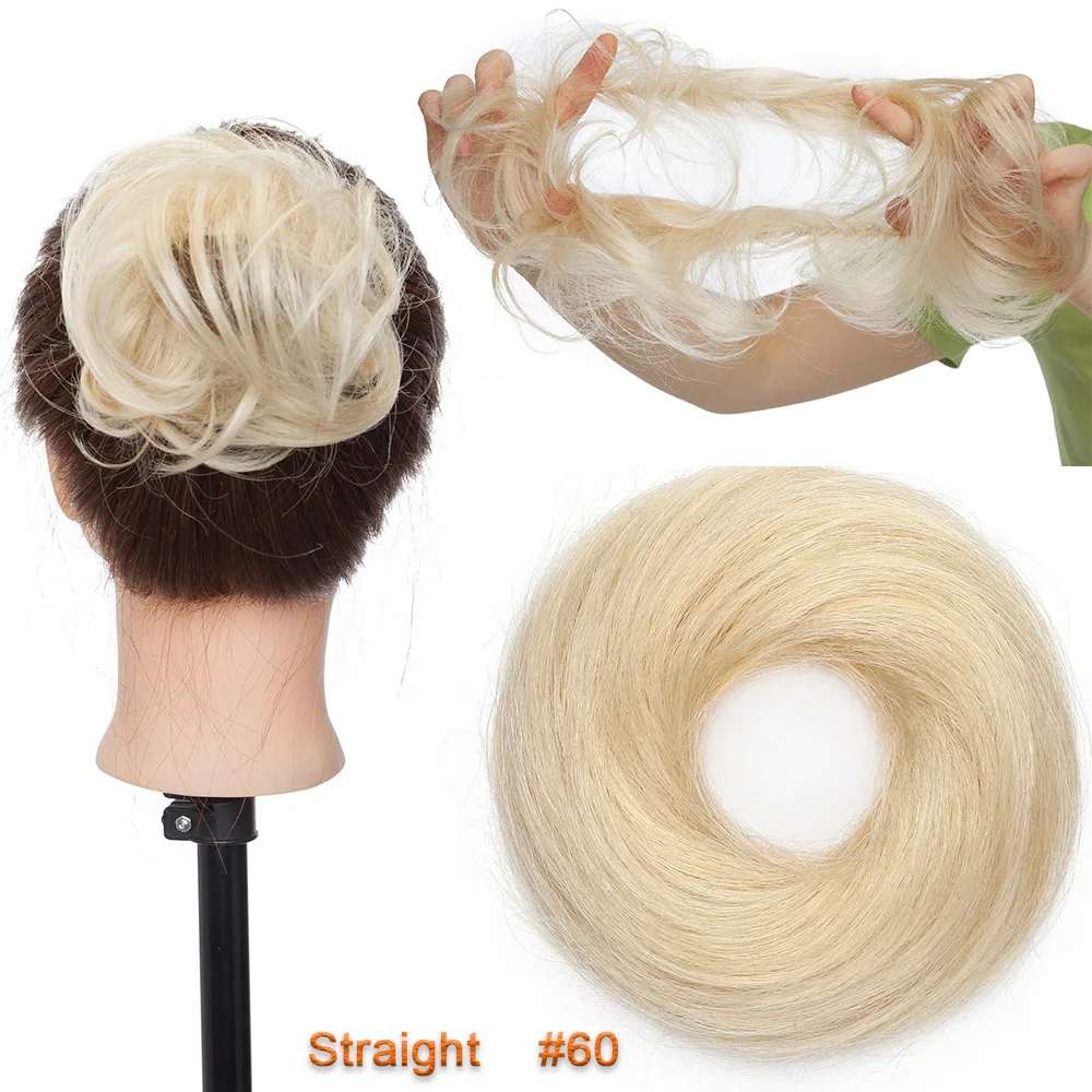 SEGO 100% Menschliches Haar Brötchen Elegante Chignon Scrunchies Haarpferdeschwanz Gerade Donut Updo Haar Stück Für Frauen 17g – Detail 13