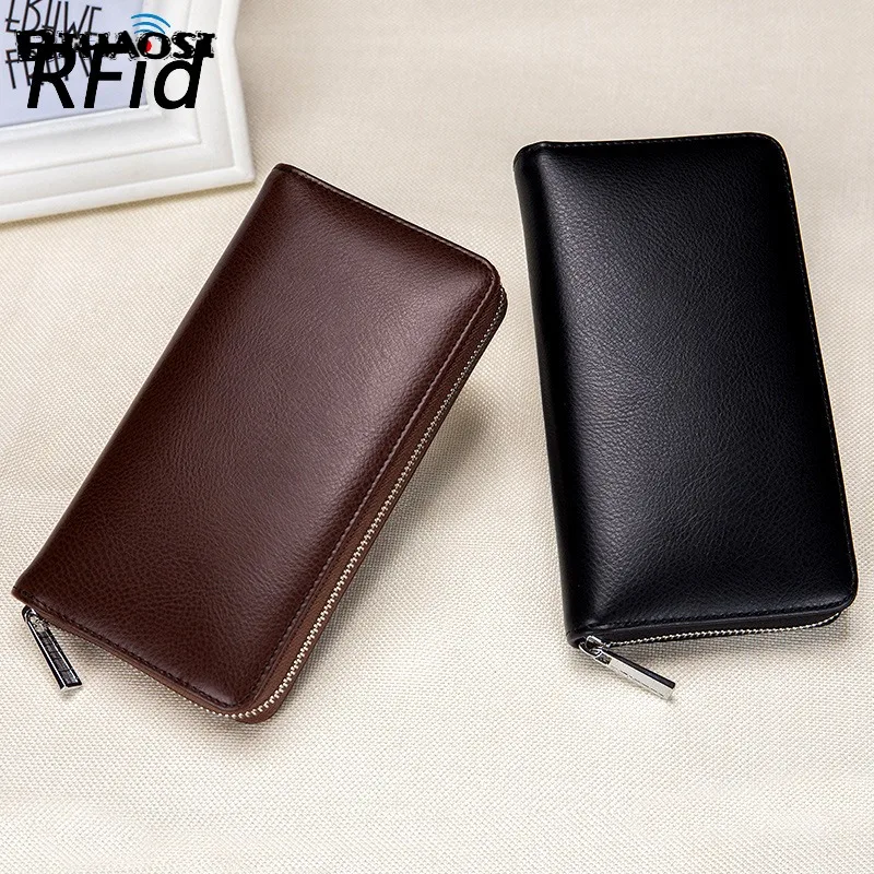 

Real Pickup Bag Long Wallet Anti Theft And Antimagnetic Passport Bag Rfid Blocking Wallet Leather Purse Card Id Holder