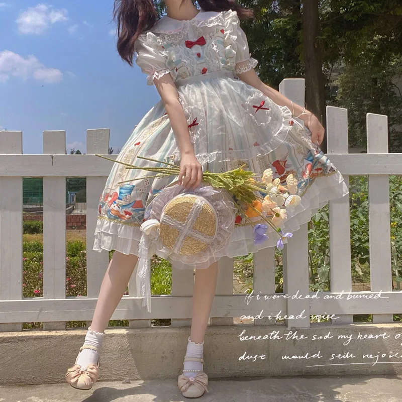 Vestido de Lolita dulce de moda japonesa, vestido de Alicia con correa para el té de la tarde JSK, ropa kawaii, ropa gótica lolita