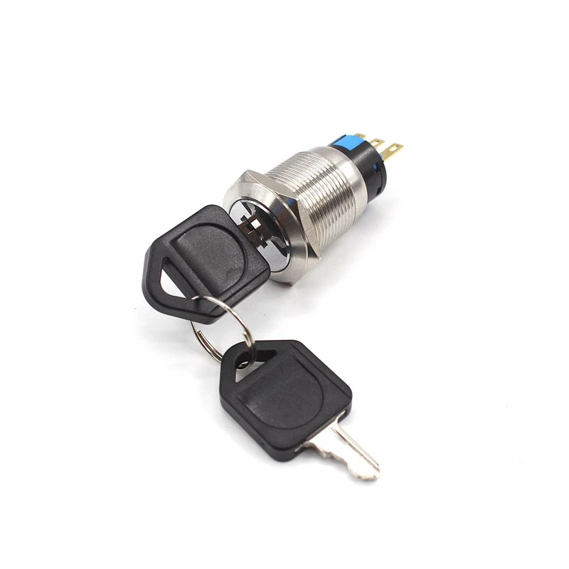 Interruptor giratorio de botón de enganche de 19mm y 22mm, perilla de 2 y 3 posiciones, botón de Metal impermeable, interruptor de llave, Autobloqueo con luz LED
