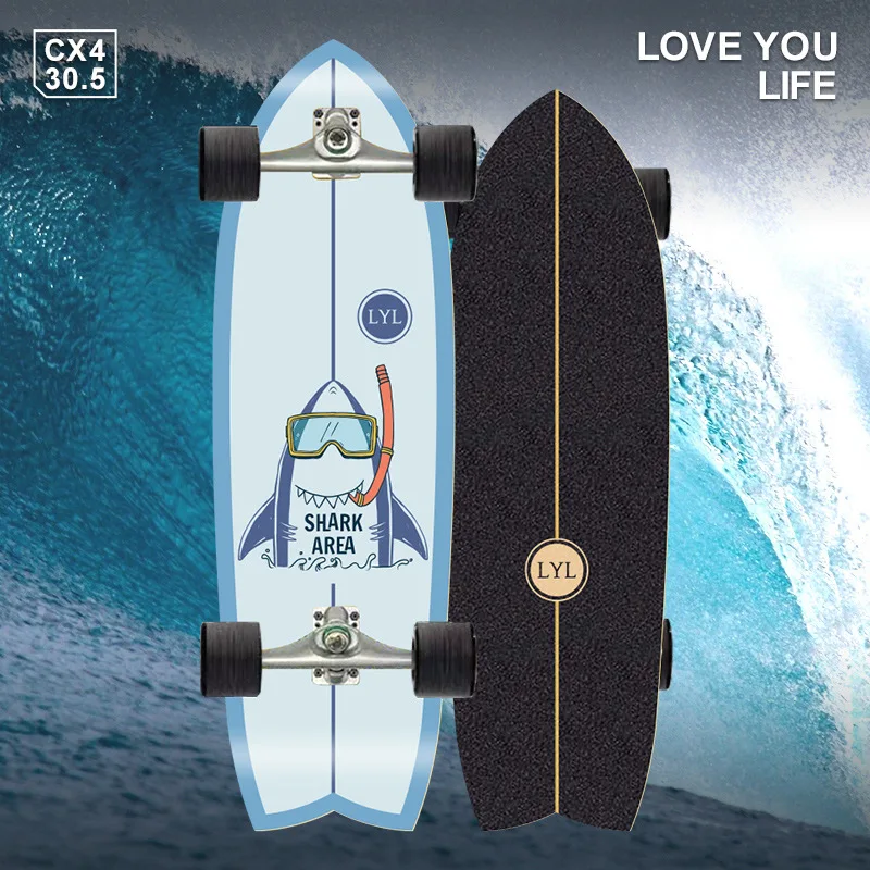 2021 New 78cm Professional CX4 Carver Surf Land Skateboard Highly Smooth Maple Professional Land Surfboard Big Fish Board