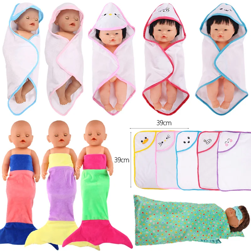 Doll Bath Towel Pajamas Blanket Fit 18 Inch American&43 Cm Baby New Born Doll Reborn Our Generation Christmas Girl`s Toy Gifts