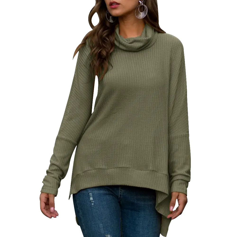 Suéter de manga larga para Mujer, jersey de cuello alto, informal, suelto, Tops de punto, moda de otoño