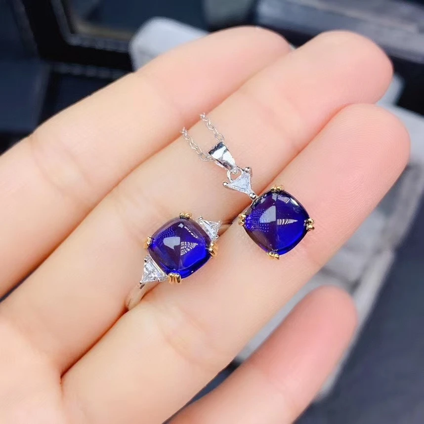 

KJJEAXCMY fine jewelry 925 sterling silver inlaid Natural sapphire new popular girl suit Gift Birthday Party Wedding Engagement
