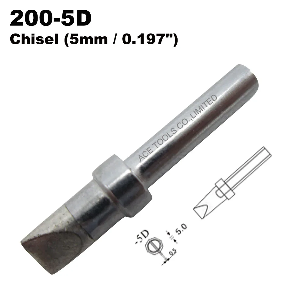 200-5D Chisel 5mm Replacement Soldering Tip Fit QUICK 203 203H 204 204H 203D 376(I) 376D(I) 3100 3101 3102 3112 3202  20H-90 Bit