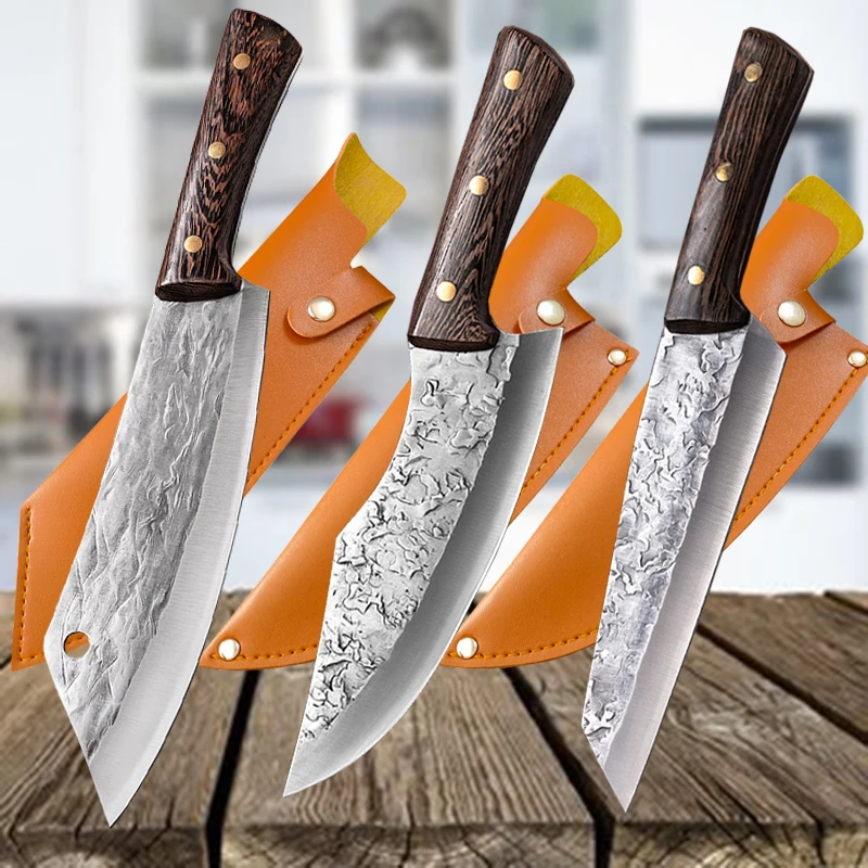 Forging Boning Knife Full Tang Handle Knife Handmade Steel Kitchen Boning Knives Chef Slicing Cutter Santoku Cleaver