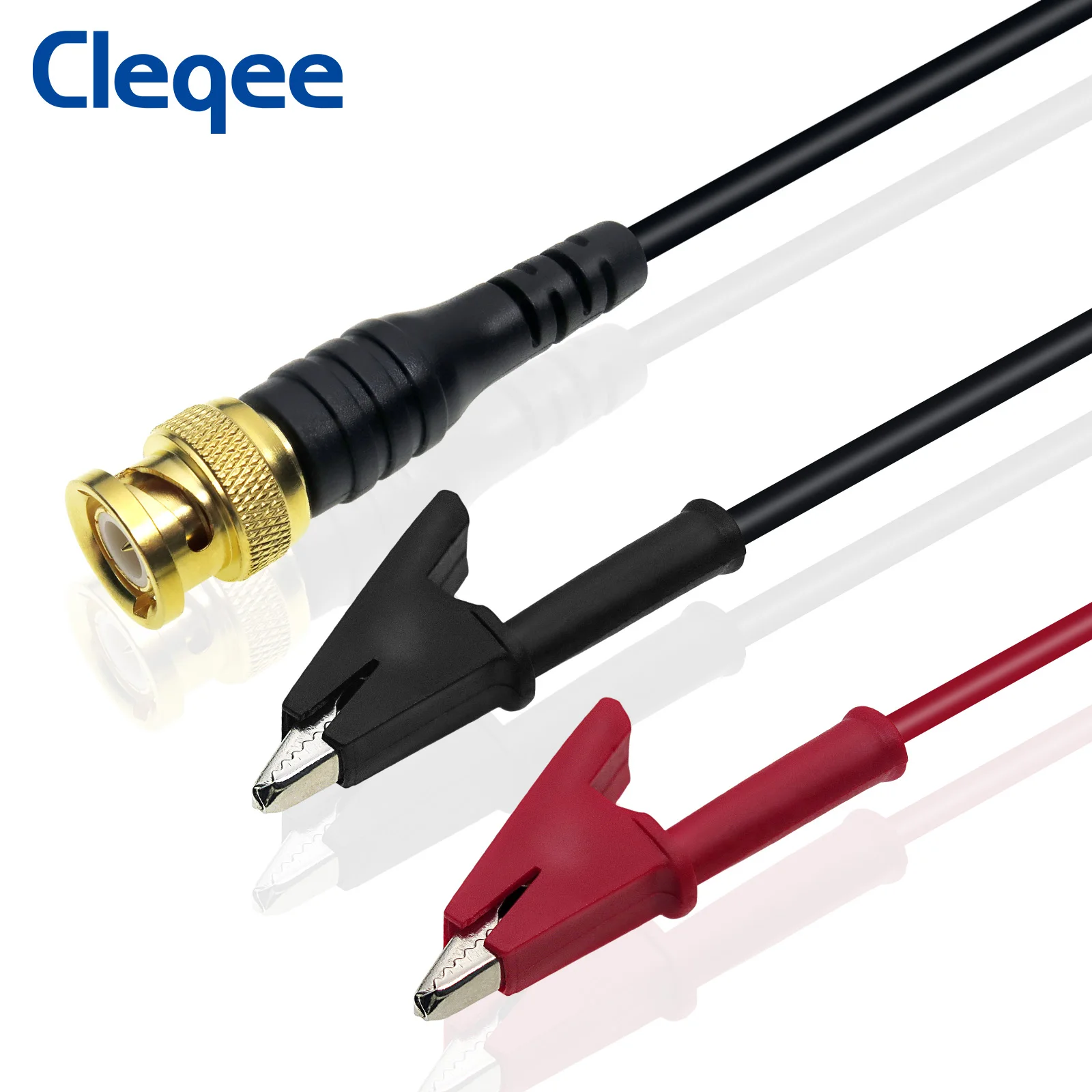 Cleqee P1061 Gold-plated BNC to Copper  Alligator Clips Dual Crocodile Clamp to Q9 Plug Oscilloscope Test Lead 120cm Probe Cable