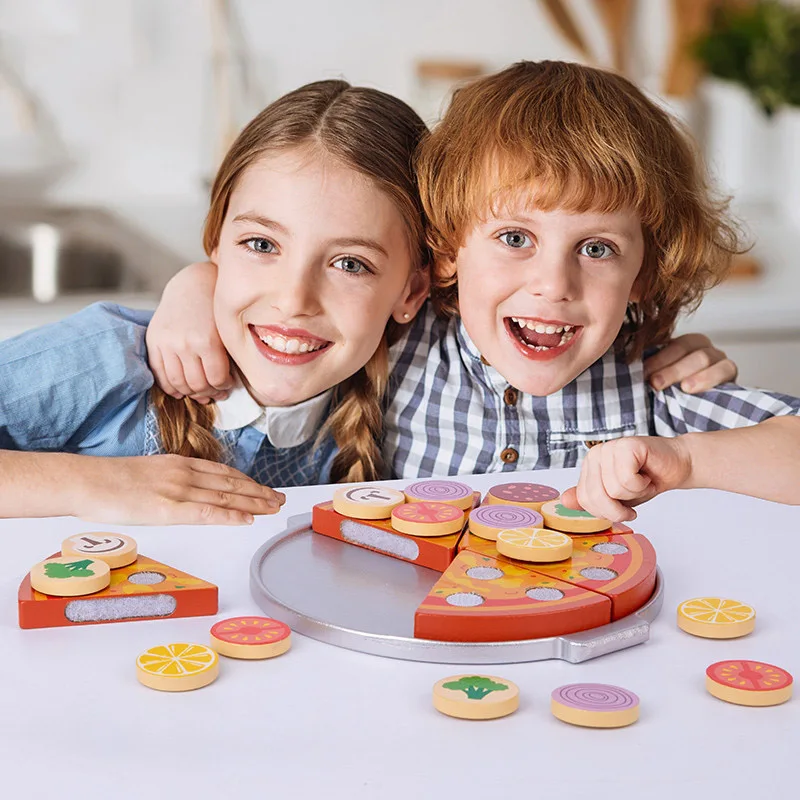 Houten Pretend Pizza Speelgoed Voedsel Koken Simulatie Servies Kinderen Keuken Speelgoed Speelhuis Speelgoed Fruit Groente Met Servies