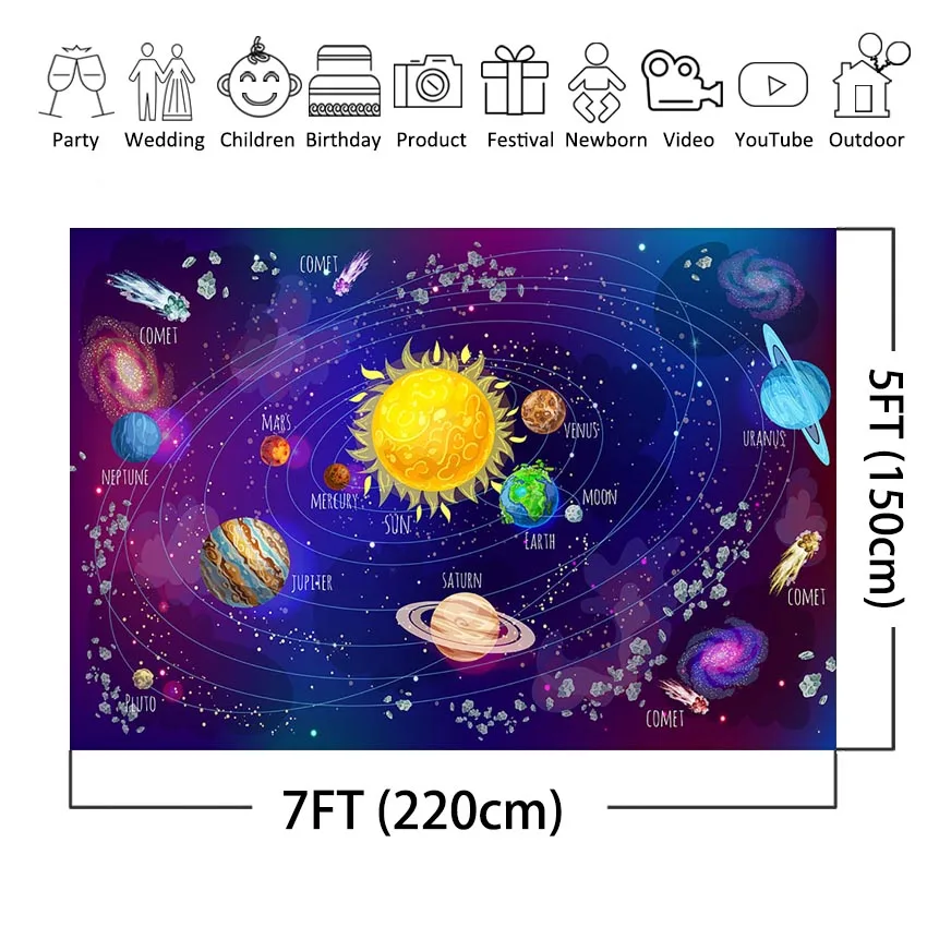 Фон для фотосъемки Вселенная Галактика Космос День рождения украшение родная галактика фотобудка Туманность астрономические планеты фон