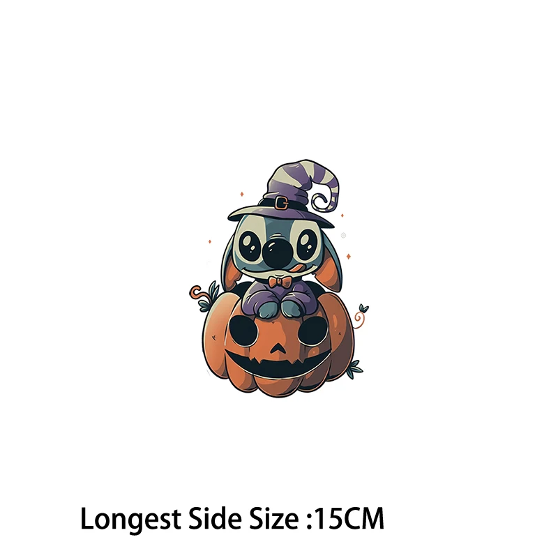Halloween Lilo & Stitch Heat Transfers for Children\'s Clothing DIY Print Decoration Patches Applique for Kids Sewing Stickers
