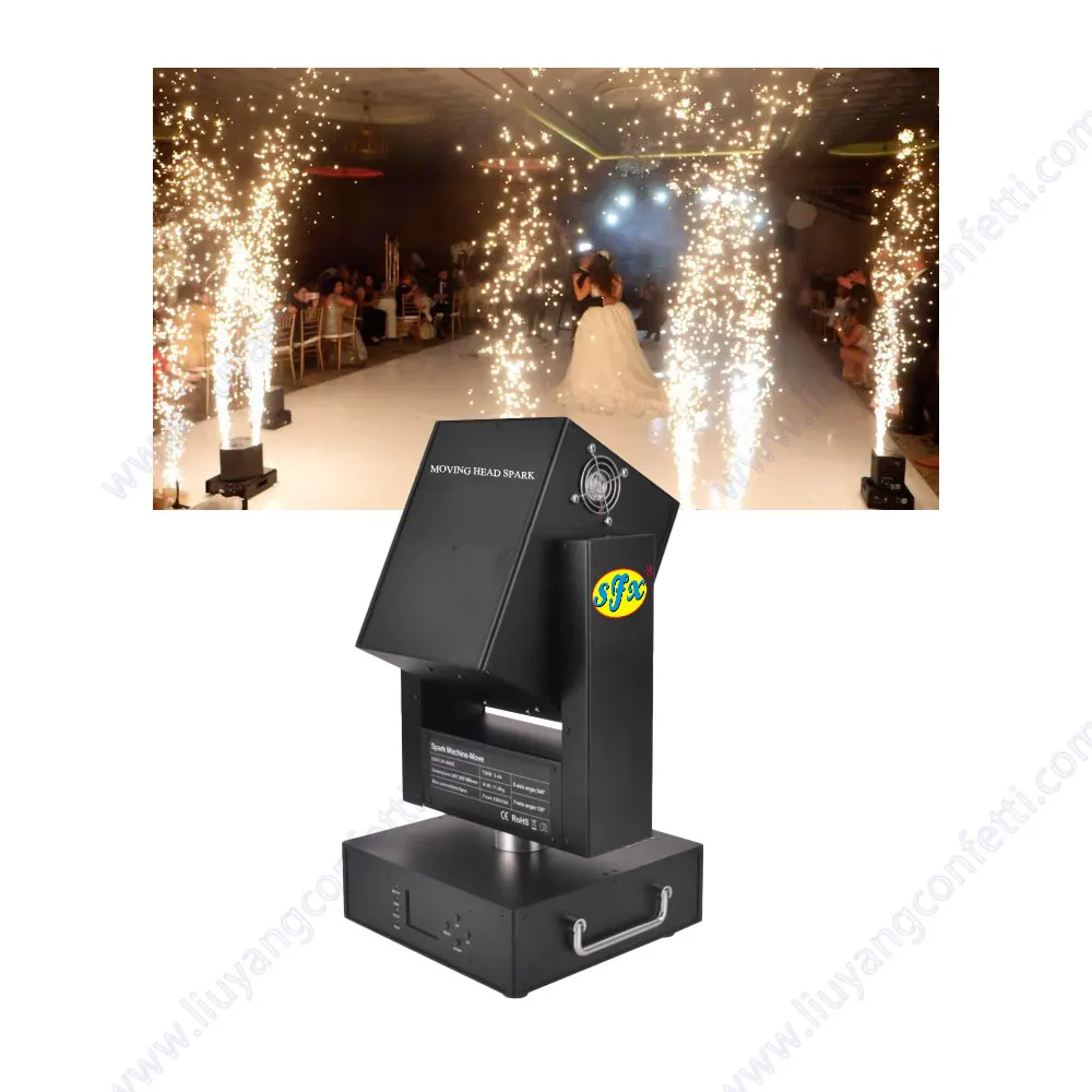 Cold Spark Machine Shaking Moving Head Lighting Stage Effect Firework Event Dmx Rotating Spin Wedding Fountain Indoor Outdoor DJ