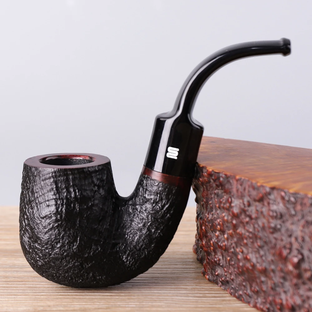 RU-2021 New Creative Carved Briar Wood Pipe Handmade Pipes Bent 9mm Portable Smooth Tobacco Pipes Gift Smoke Accessory aa0135