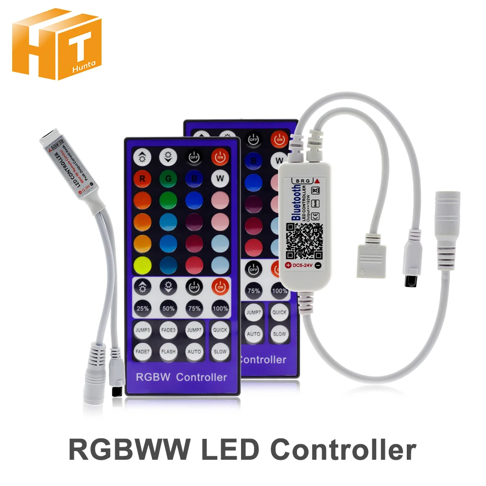 RGBW LED Controller DC12V 40Key IR Remote Control / Bluetooth Control for RGBW or RGBWW LED Strip Lights.