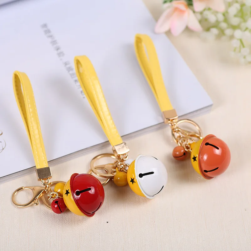 New Bell Keychain New Gift DIY Key Chain PU Leather Cord Car Key Ring Bag Pendant Gift Jewelry 3032