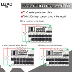 3S 4S 5S Bms 12v 16.8V 21V 3.7V 100A Li-ion Lmo trójskładnikowa pokrywa baterii litowej płytka li-polimer bilans ładowania