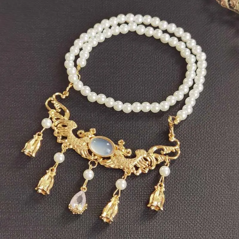 Vintage Necklace for Women ABS Pearls Pendant Necklace Hanfu Beads Necklace Cheongsam Jewelri for Women Necklace 2021 Trend Gift
