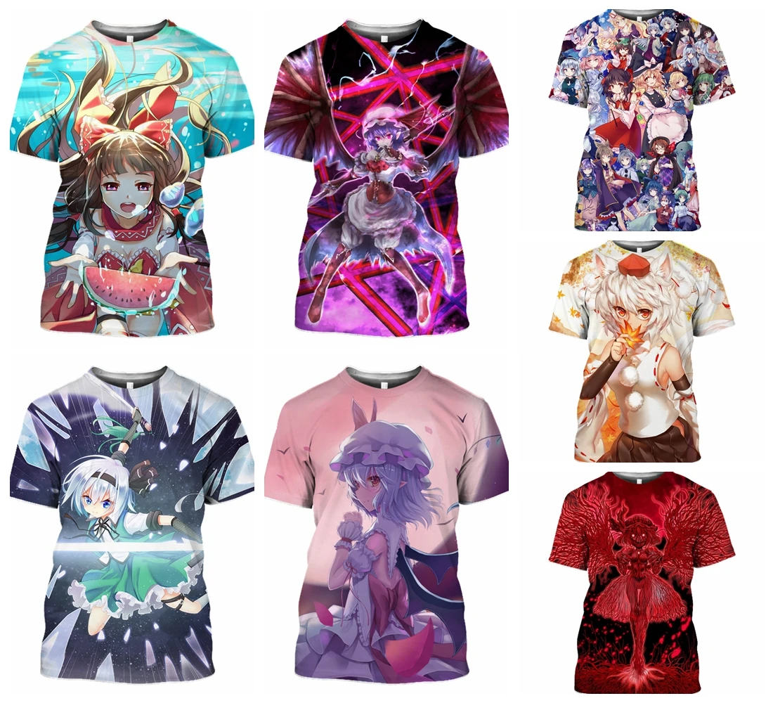 Anime Girl T Shirt Men 3D Beach Women Samurai Tops Touhou Project Tshirt Sexy Bikini Hentai Cartoons Beauty Sportswear T254