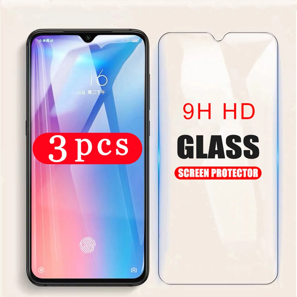 3Pcs tempered glass for xiaomi mi note 10 pro lite phone screen protector mi 9 se lite cc9e cc9 9T pro protective film on glass