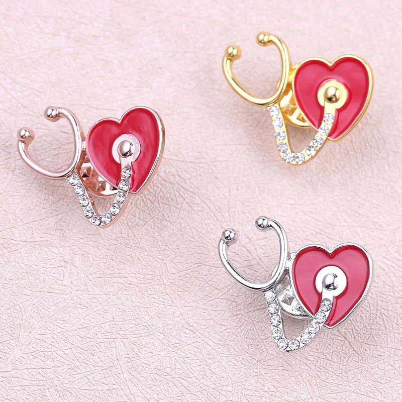 Doctor Nurse Stethoscope Shape Brooch Personality Medical Medicine Brooch Pins Hospital Supply Cute Metal Jewelry Gift