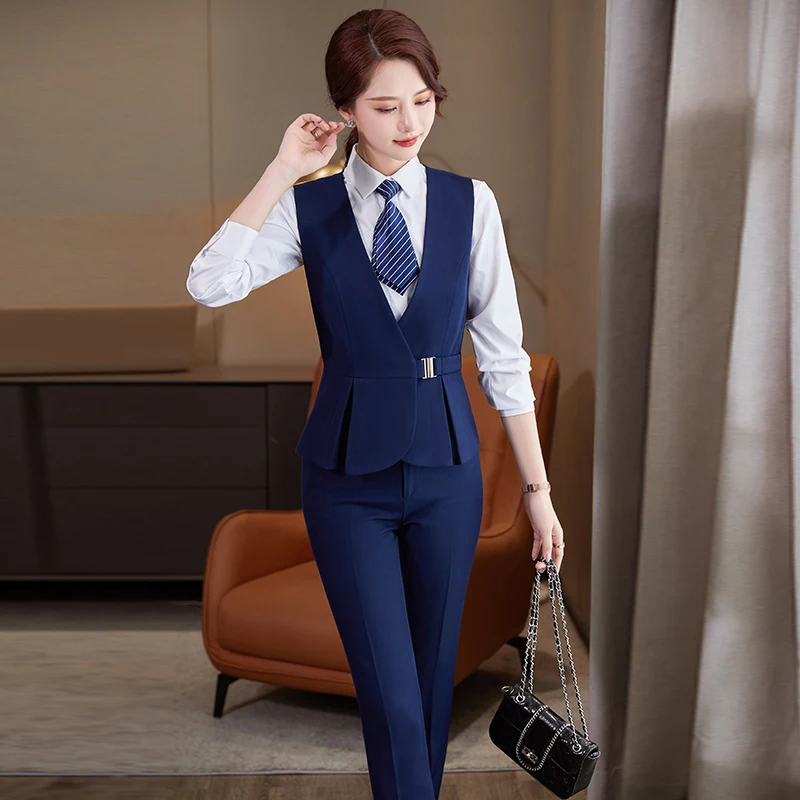 chinese dress ladies Tall High Waist Flare Dress Pants Navy / Xs / 37 main image 1
