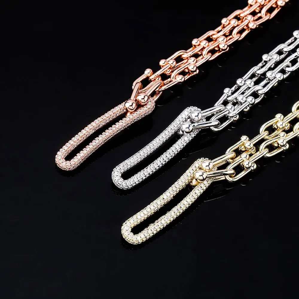 TOPGRILLZ 2020 New 6mm Choker Chain Necklace With 2 inch Tail chain Iced Out Cubic Zirconia Hip Hop Jewelry Necklace For Gift