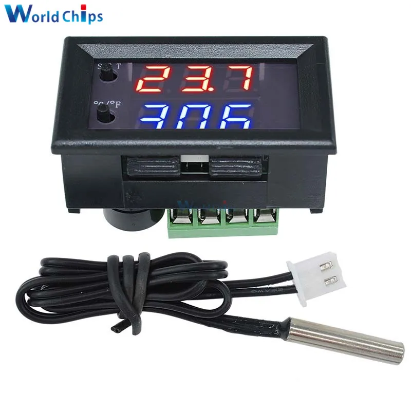 W1209WK Digital LED Thermostat Temperature Controller Smart Temp Sensor Board Module 12V DC + Waterproof NTC Sensor