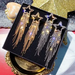 Fashion Star Studs Earrings Luxury Long Tassel Dangle Statement Accessories for Women Jewelry Wedding Party Gift