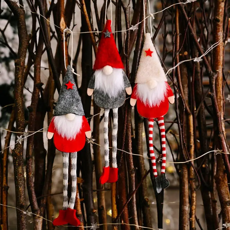 

6pcs Christmas Long Leg Swedish Gnome Santa Doll Ornaments Pendent Hanging Toys Xmas Tree Fireplace Holiday Home Bedroom Decor