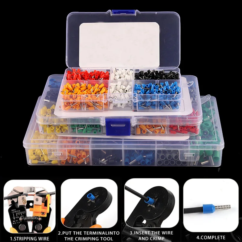 

Tubular Terminal Various Styles Box-packed Electrical Tube Ferrule Terminal Insulated Wire Connector Crimping Terminals Kit Set