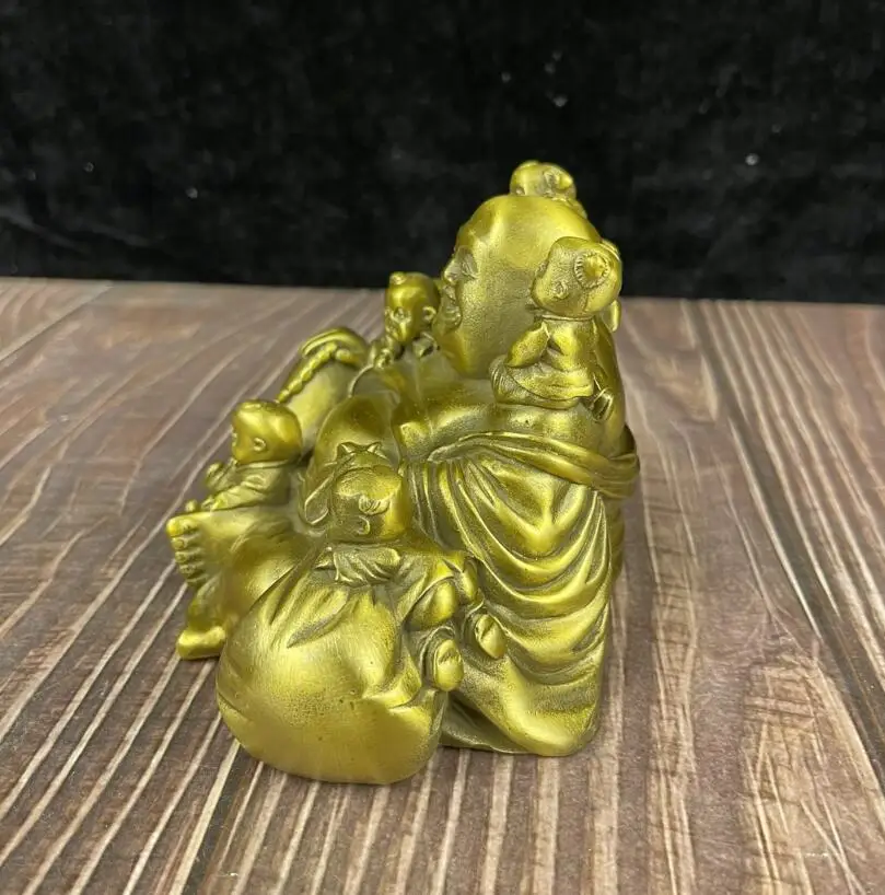 Brass Smiling Face five children maitreya Buddha Home Decor crafts statue