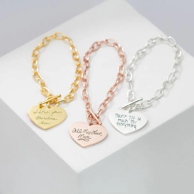 

MYDIY Handwriting Charm Bracelet Actual Handwriting Jewelry Memorial Bracelet Stainless steel Signature Bracelet MOTHERS GIFTS